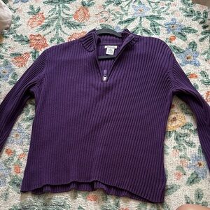 St. John's Bay Deep Purple Ribbed Half-Zip Sweater